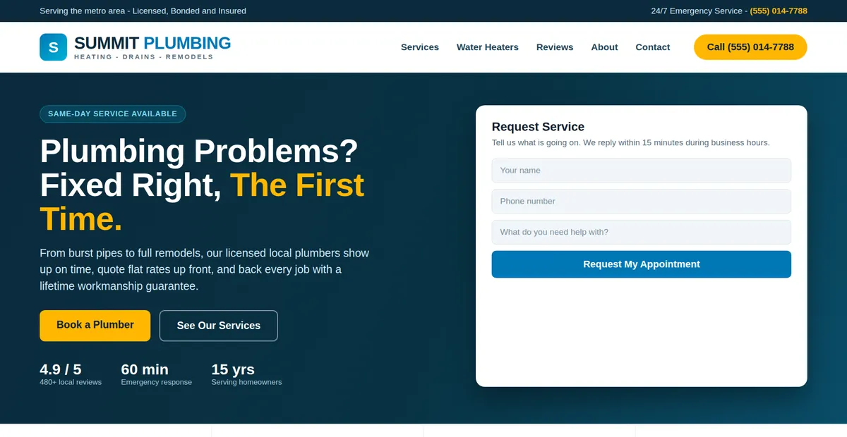Summit Plumbing demo website