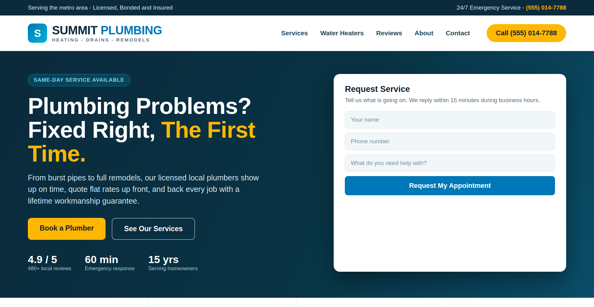 Summit Plumbing demo website
